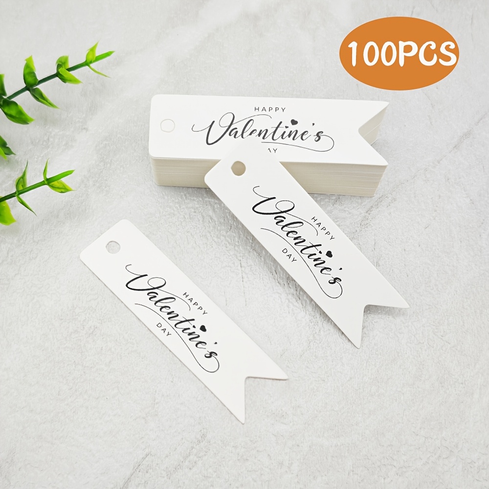 

100pcs Valentine's Day Gift Tags, White Dovetail Hanging Labels For Diy Crafts And Gift Wrapping, English Text, Special Decorations, Label Decorations