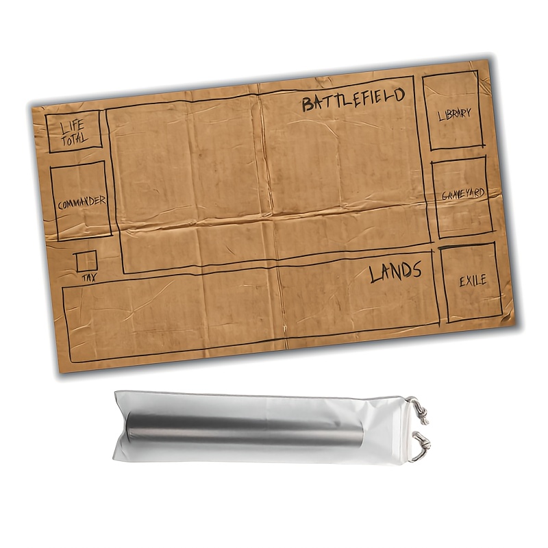 E-shop Lustige Spielmatte mit in Spanisch, Deutsch & Englisch für Sammelkartenspiele, 60x35cm Kartonoptik Gummimatte für TCG CCG Strategiespiele, mit