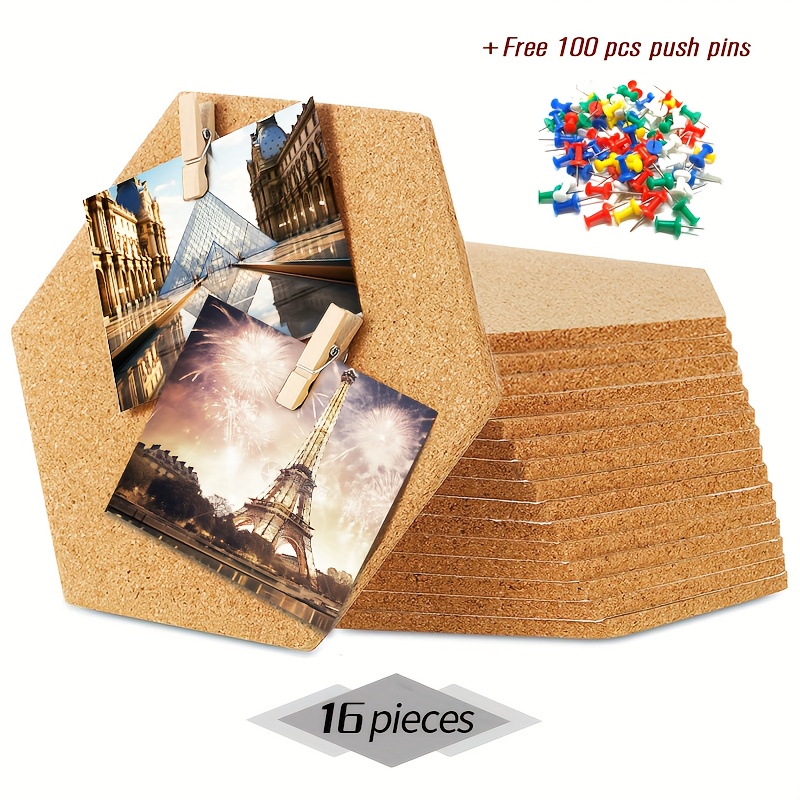 1pc/4pcs/8pcs/16pcs Hexagon Cork Stickers Diy Decorative Postcard Board Bulletin Board Message Board Pin Boards
