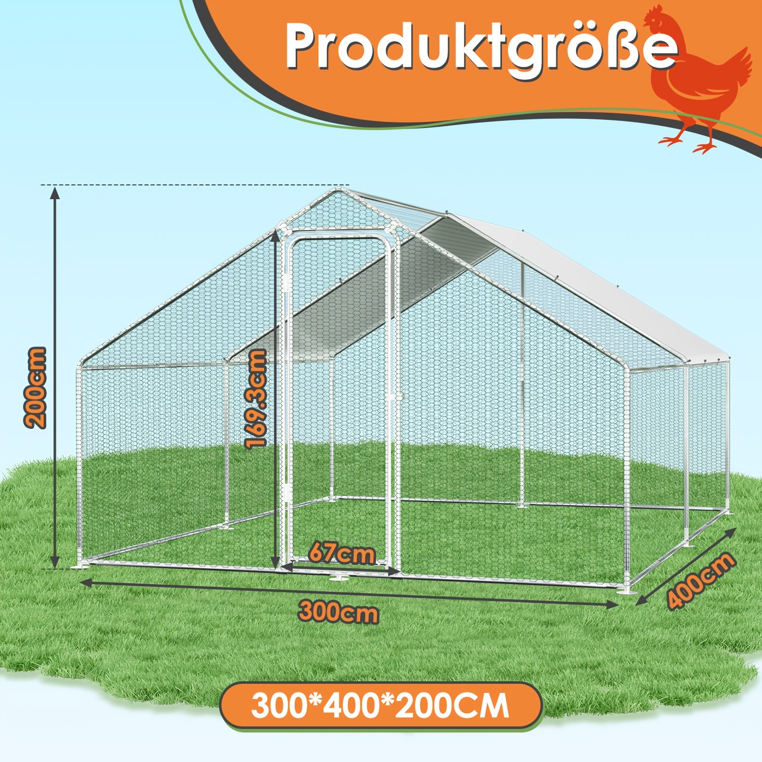 Free Range Enclosure 3x2/3x3/3x4/3x6/3x8m Free Range Chicken Coop Cage