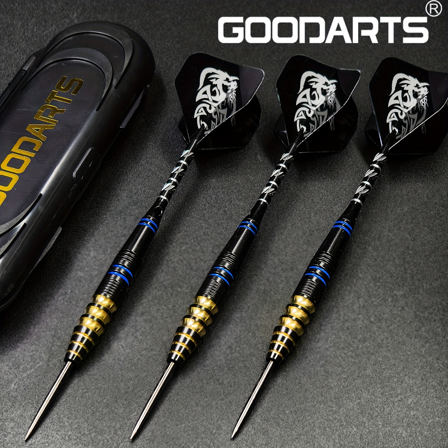 

Goodarts Premium Brass Dart Set - 23g Professional & Training Darts With Protective Case, Extra Shafts, -rings, Spring Coils & Flight Correctors