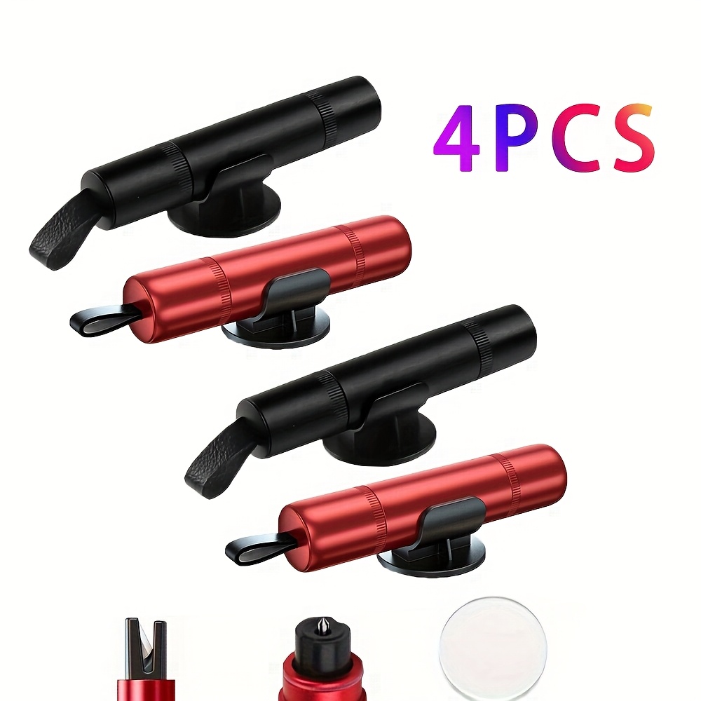 Image of 4pcs Car Emergency Window Breaker Set, Equipped With High-hardness Pointed . It Can Quickly Break Car Windows In Emergencies, Ideal For Vehicle Escape And Rescue. Mini Portable Car Kit.