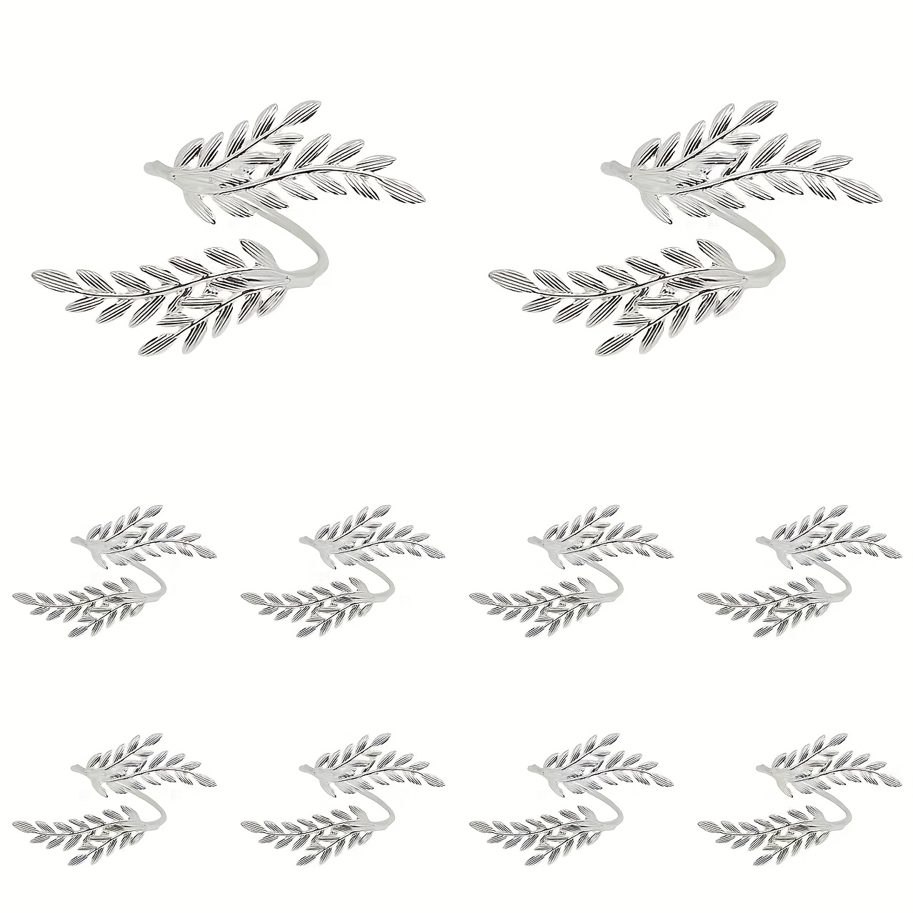 E-shop 10 Stück Elegante Goldene Weizenähren Serviettenringe - Poliertes Gusseisen, Einfarbig mit Detailliertem Blattdesign für Hochzeiten,