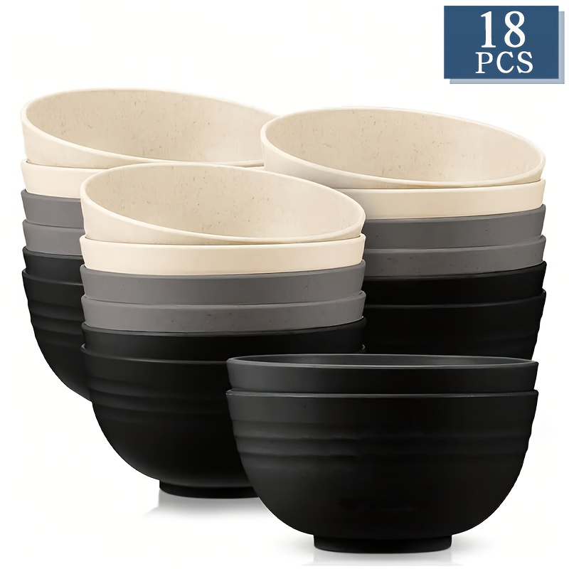 Image of 18pcs Plastic Salad Bowl Set, Dinner And Soup Bowls - Dishwasher And Microwave Safe, Ideal For Camping, Picnics, Parties, Home, And Hotels