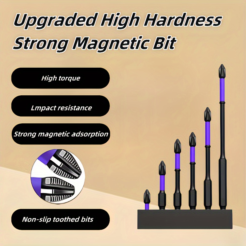 

6pcs High Hardness Upgraded Strong Magnetic Drill Bit Set, 2024 New Anti-vibration Strong Magnetic Non-slip Drill Bit, Super Strong Magnetic Electric Drill Screwdriver Bit
