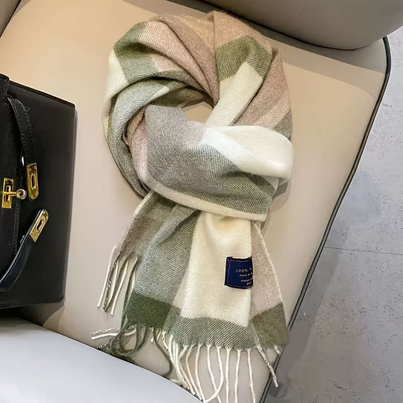 Image of Outdoor Sports Winter Scarf - Vintage Unisex Couple's Warm Scarf With Tassel Edges, Soft Texture, Outdoor