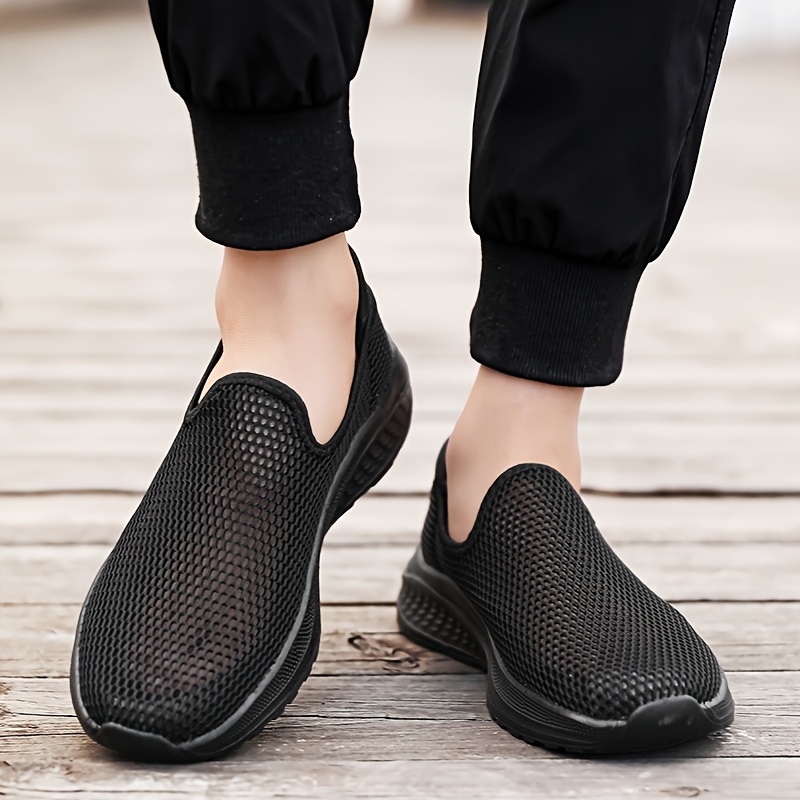 Men'S Breathable Knit Slip-On Sneakers - Lightweight, Comfortable Soft Sole Casual Shoes for Running, Hiking & Everyday Wear, Dark Green, Breathable Fabric Upper, EVA Sole, Slipon Sneakers | Lowtop Sneakers | Breathable Upper, Shoe Comfort for Me