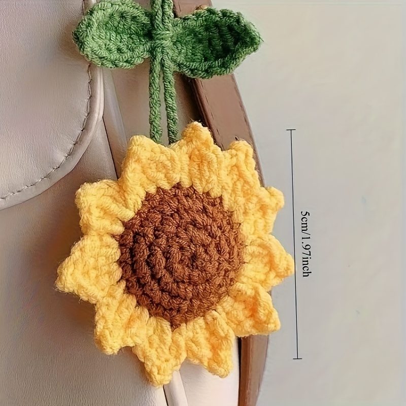 E-shop 1 Stück Handgefertigter Häkel-Sonnenblumen-Schlüsselanhänger – Ideal für , Schlüssel, Auto-Deko – Lebendiges Gelbgarn & , Langlebige