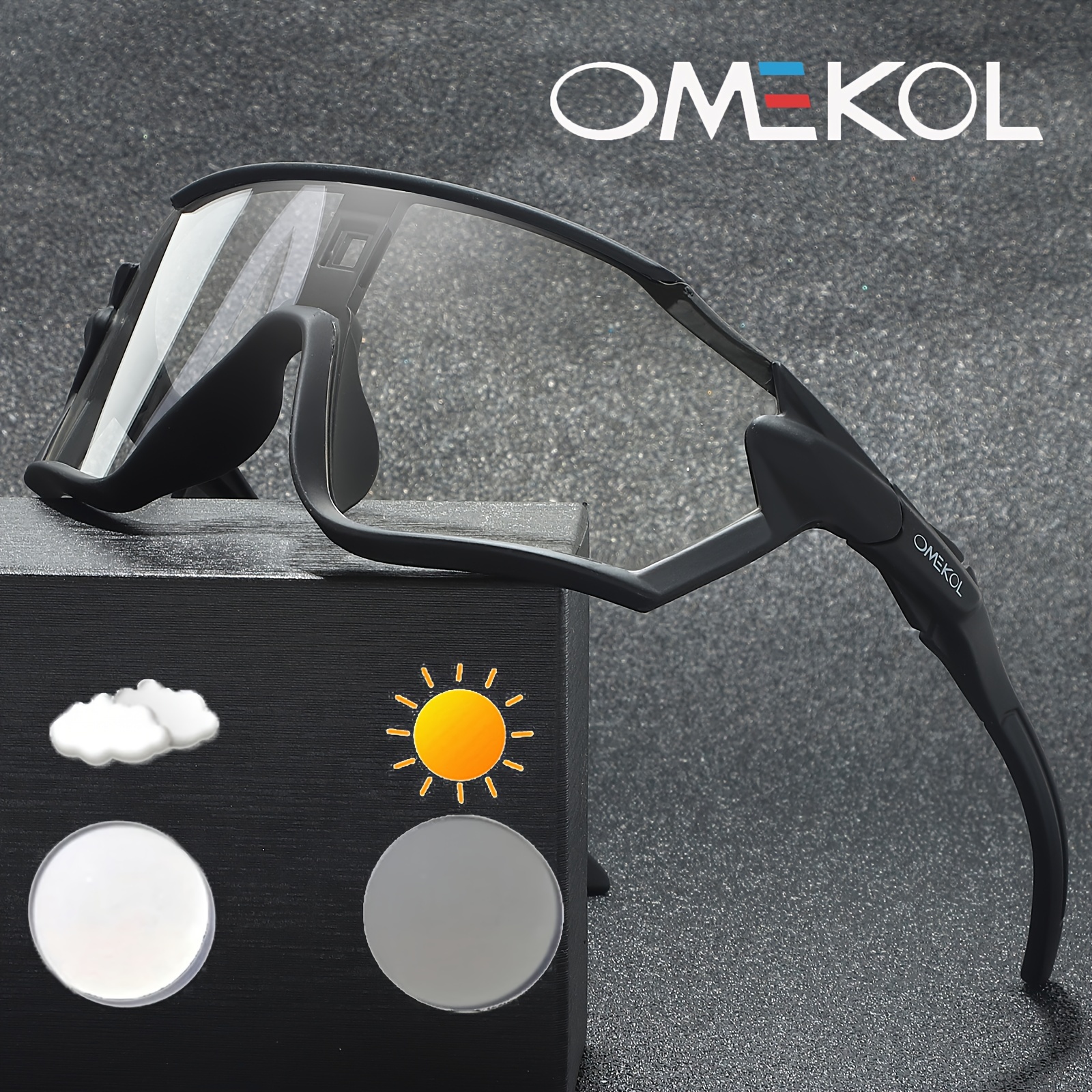 

Omekol Photochromic Sports Glasses Unisex, Pc Lens Cycling Mtb Goggles, Black Uv Protective Eyewear For Baseball, Softball, Running, Driving & Outdoor Activities - No Diopter, Festive Gift Idea