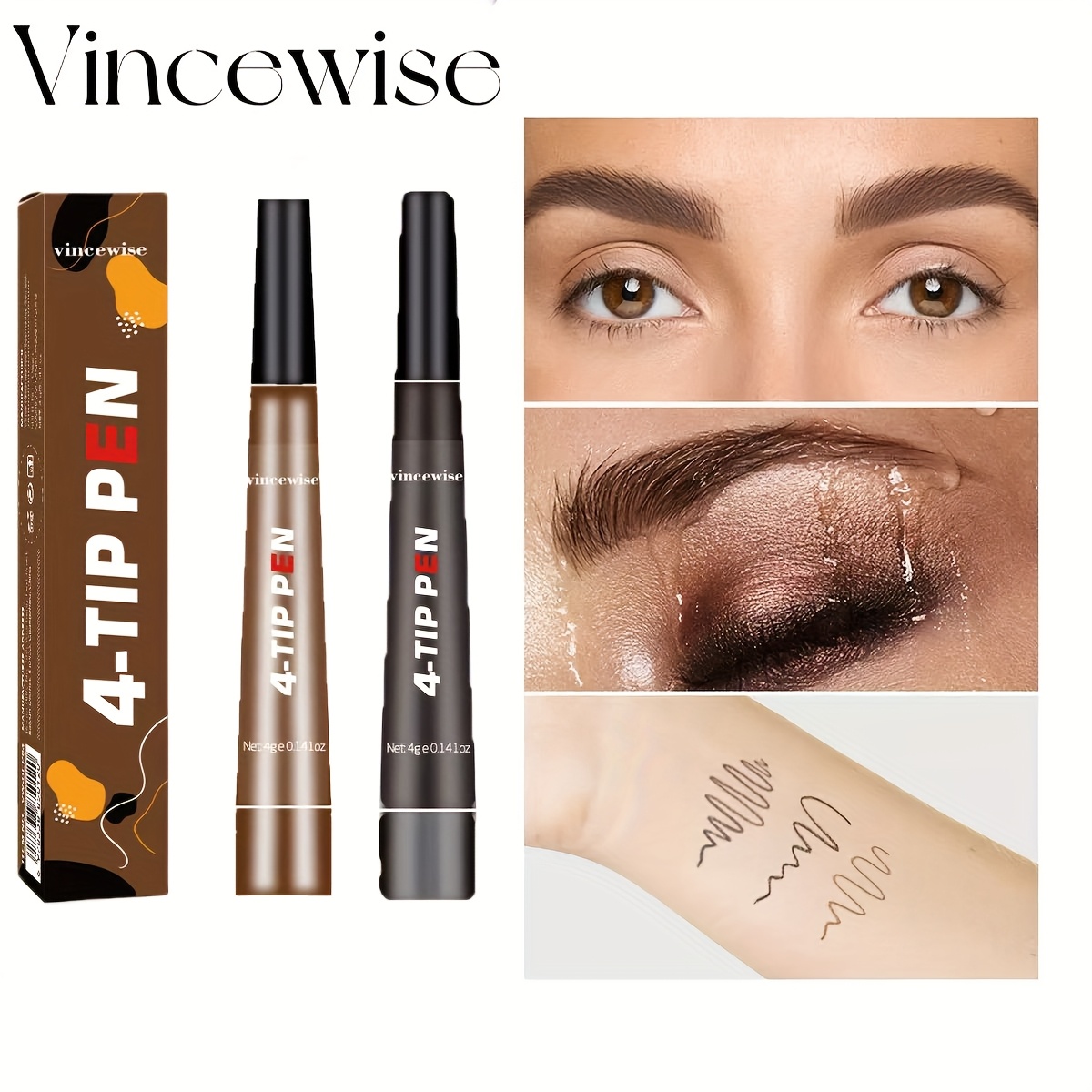 Microblading Magic Augenbrauenstift – 2-in-1 Mit 4-Gabel- & Pinselspitze, Wasserdicht, Hellbraun