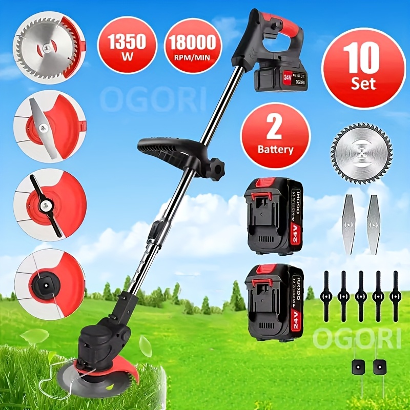 Cordless Grass Trimmer with 2 Batteries - Heavy-Duty Electric Weed Cutter, Lawn Edger & Tree Trimmer - Powerful Motor, Long Reach Shaft, Lightweight Design for Professional & Home Gardening - Compatible with 18V Batteries () - Ideal for Residential/Commercial Use, Weeder Trimmers, Outdoor Maintenance Tool, Ergonomic Handle, Durable Construction, Landscaping Professionals, Garden Edging, Compact Trimmer, Sturdy Build, Landscaping