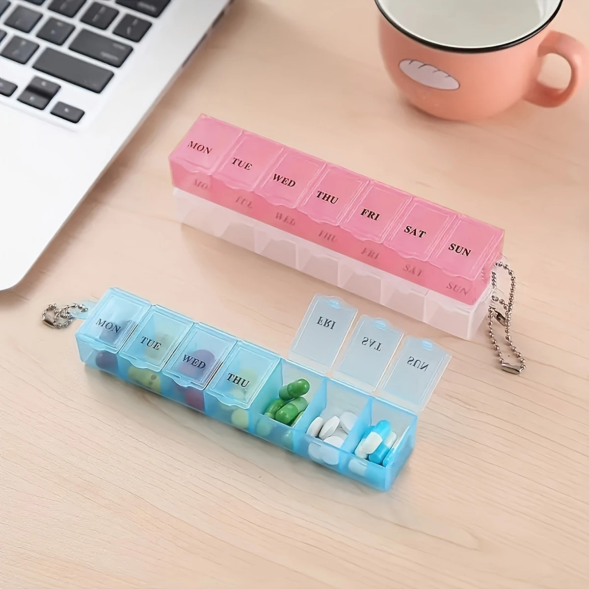 1 шт., органайзер для таблеток, 3 цвета, аптечка для таблеток на 7 дней, еженедельный держатель для планшетов, органайзер для хранения, контейнер для таблеток, разветвители для коробок для таблеток подробные сведения 1