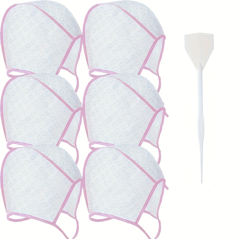 TEMU 6 bonnets de teinture pour cheveux avec crochets en plastique, outils et accessoires pour cheveux , adaptés à l'utilisation dans les salons de
