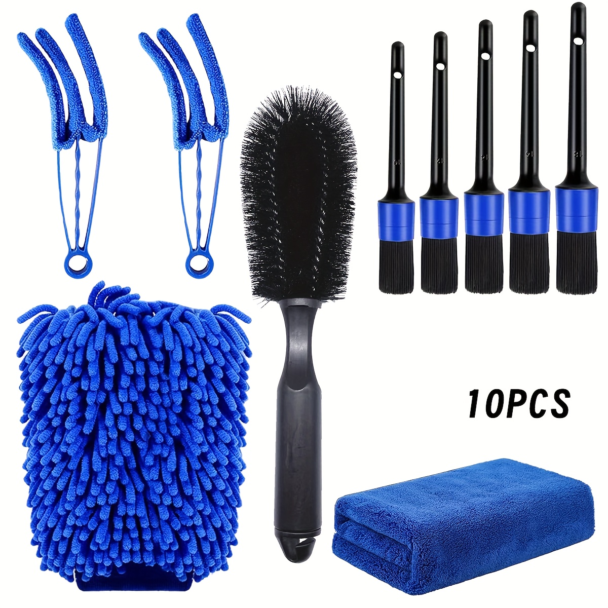 TEMU 10pcs Car Wash Detail Kit, Car Wash Detail Brush Set, Car Wash Detail , Detail Brush, Car Wash Kit, Car Wash Accessories, Internal, External And