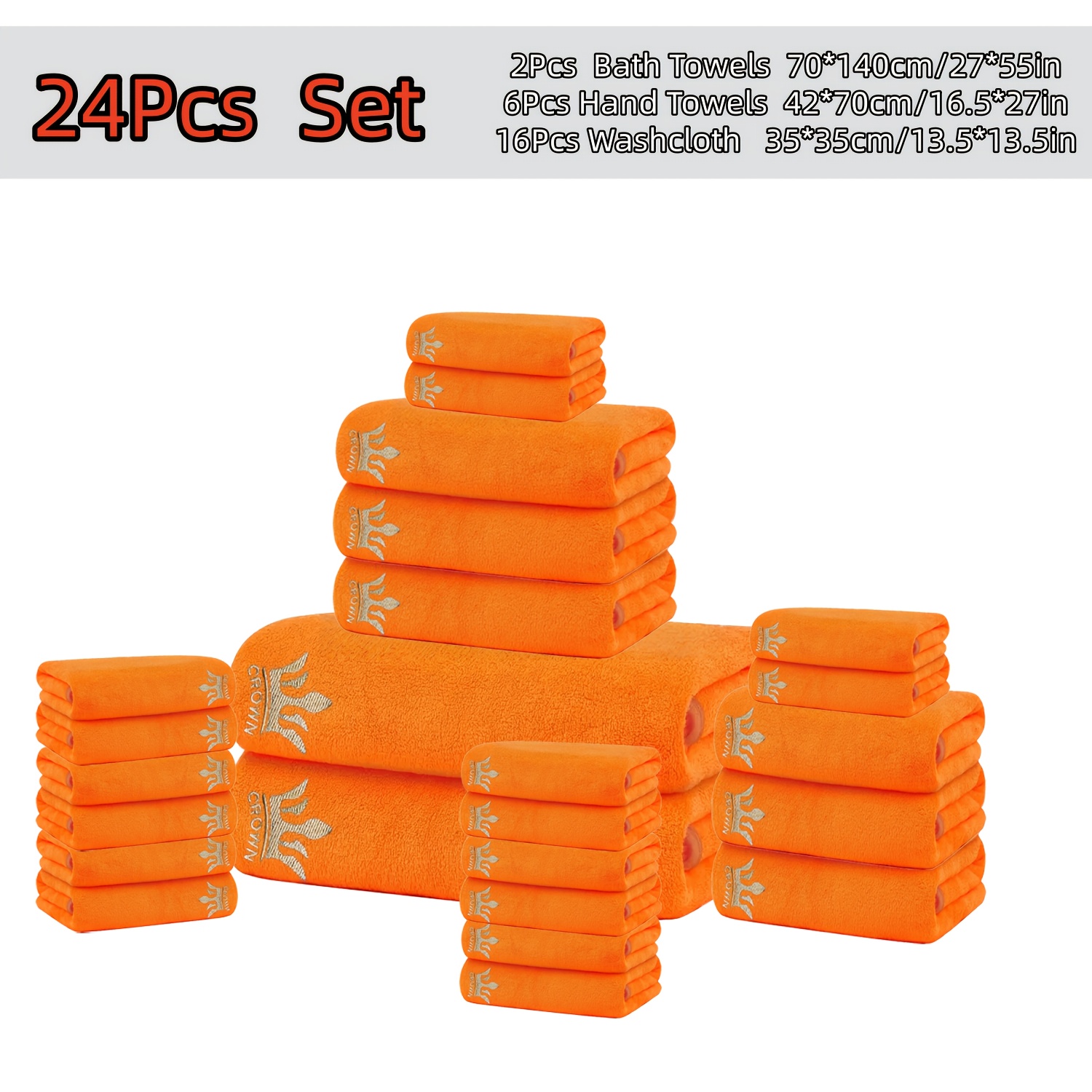 24pcs Ultra Soft Bath Towel Set, Coral Fleece Towel Bath Towel Washcloth Set