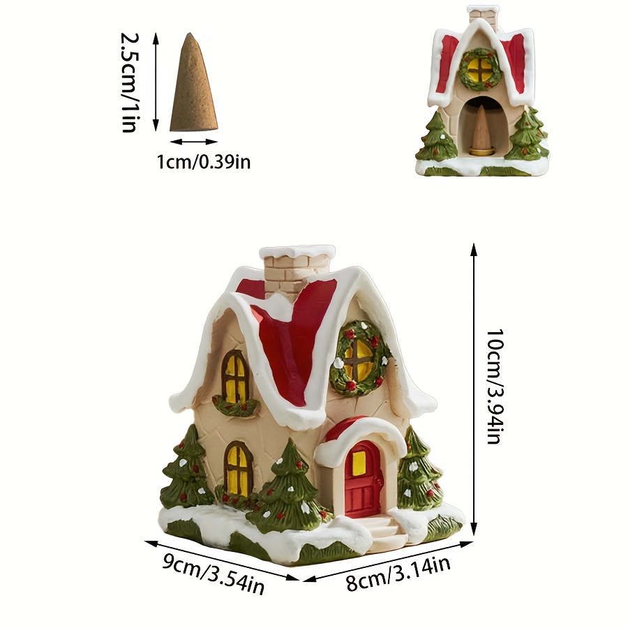 Image of 1pc Resin Christmas House Diffuser With Tweezers, No , Christmas Holiday Ornament Statue, Suitable For Home Decor, Living Room, Etc., Original Diffuser Gift, Paper Box Packaging