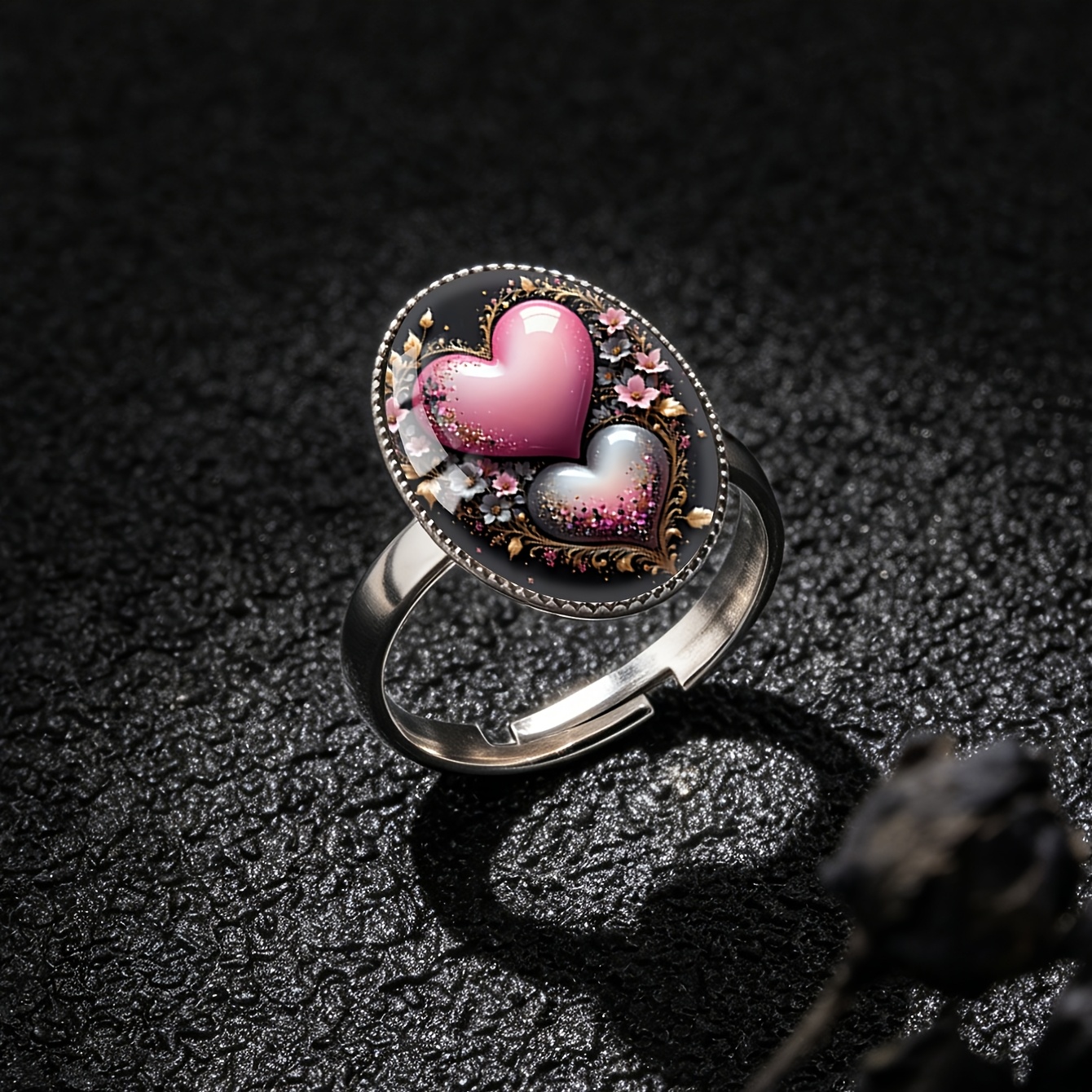 Women's Double-Layer Heart & Flower Pattern Open Ring
