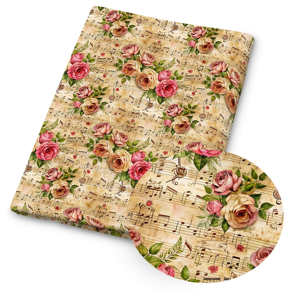 TEMU 1pc Music Note Print Fabric - 59 X 19.68 Inches (150 X 50cm) Pre-cut Polyester Fabric With & Music Note Patterns - Suitable For Diy Sewing,