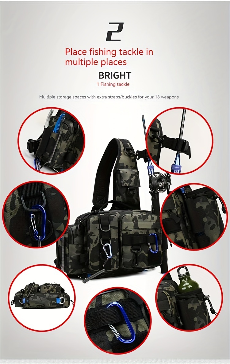 Fishing Bags Multifunctional Waterproof Single Shoulder Crossbody Bag  Outdoor Fishing Goods Tackle Supplies Gear Accessories