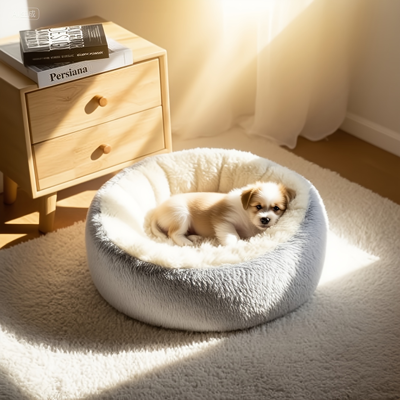 Plüsch-Hundebett Donut-Form, 70 Cm – Weich, Waschbar, Rutschfeste Unterseite, Für Hunde & Katzen