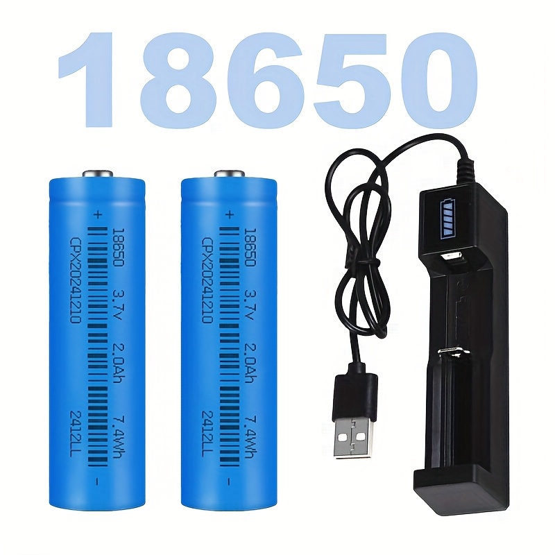 Batteries Li-ION 2000mAh 3.7V - Lot De 2, Pour Lumières Solaires, Souris, Jouets - Rechargeables