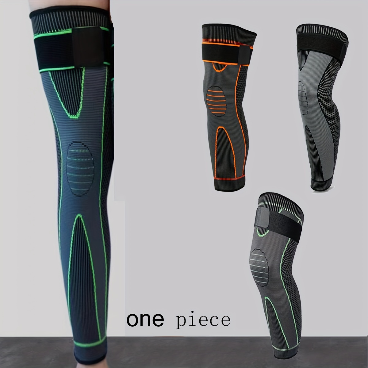 Compression Full Leg Sleeves, Knee Sleeves With Elastic Straps For