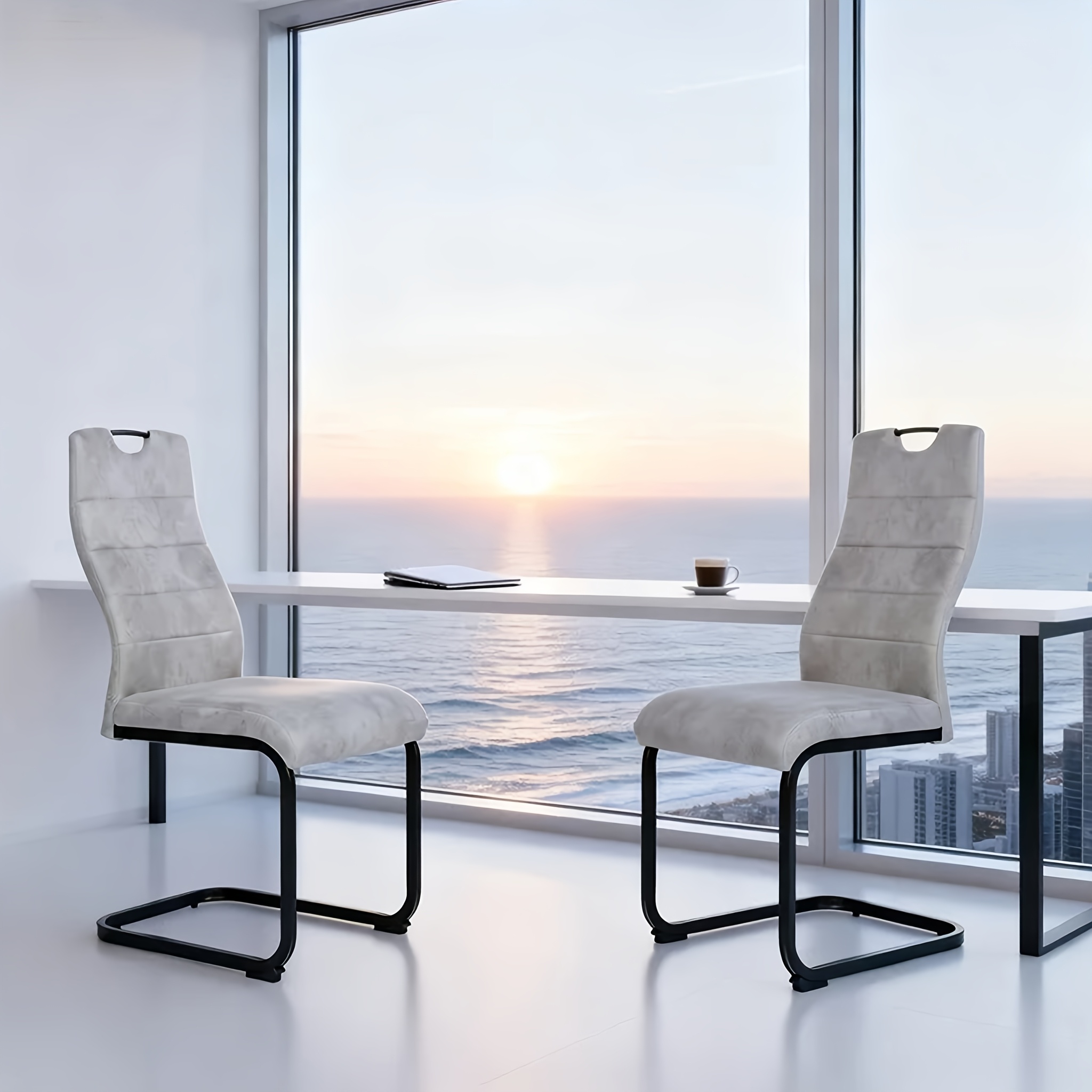 TEMU New 2pcs Dining Chair Set, Made Of High-quality Fabric, Featuring High Back Chairs, Comfortable High-density Sponge Cushions, Metal Legs,