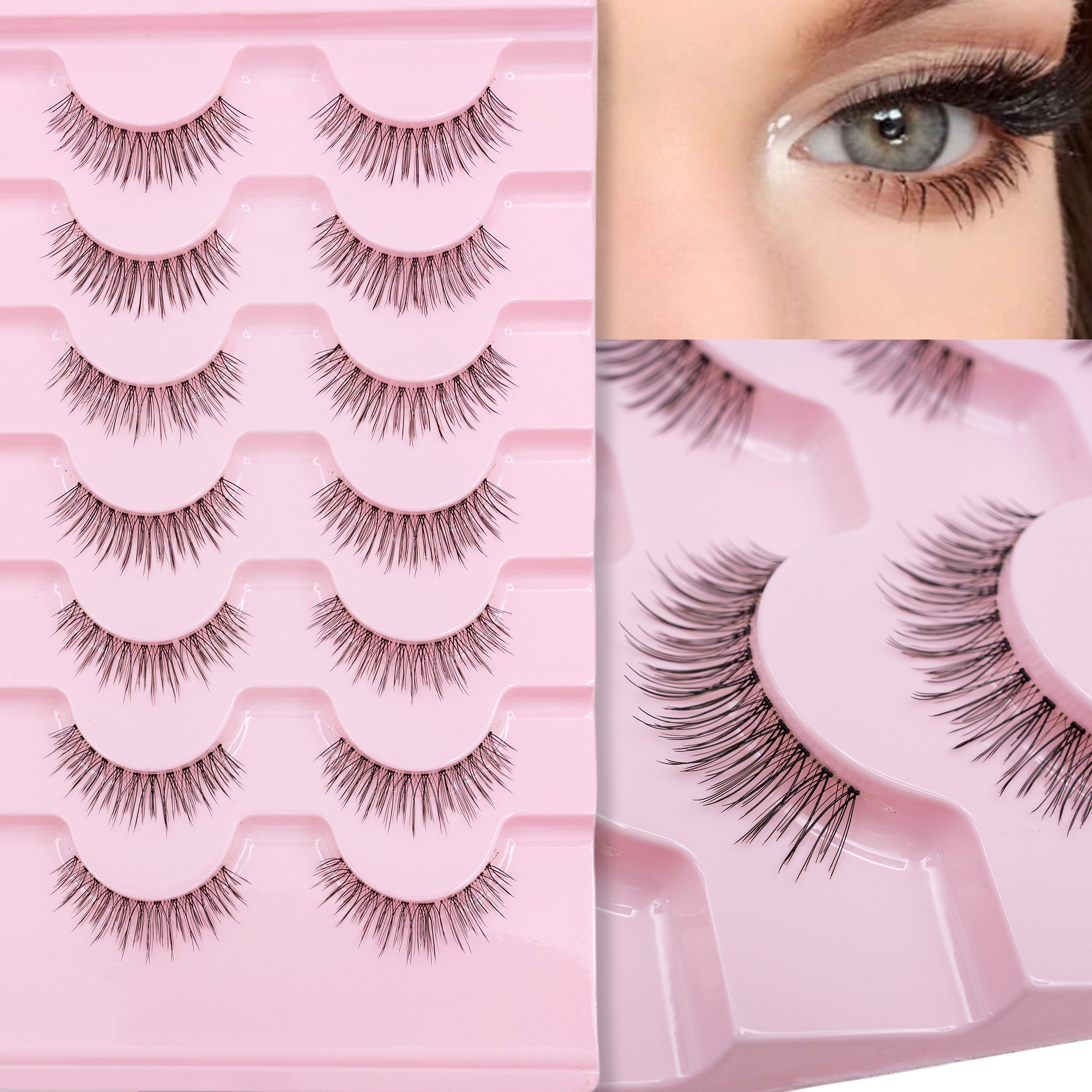 7 Pairs Of Natural False Eyelashes, Reusable False Eyelashes, Sweat-proof Eyelashes, Natural And Beautiful