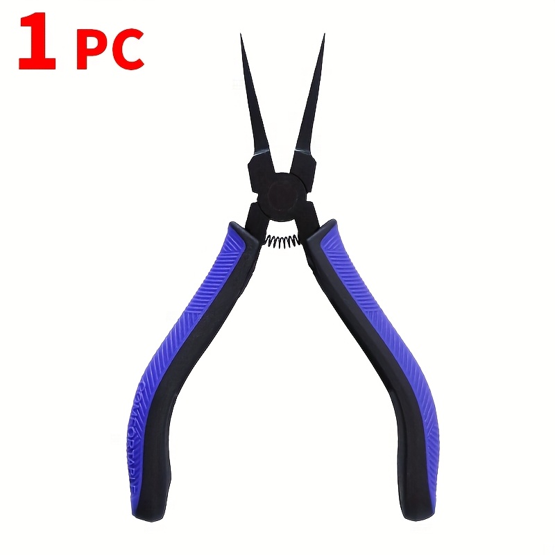 Image of Ruitool 4.5" Precision Flat Nose Pliers - Smooth Jaw, Steel With Non-slip Tpr Grip For Jewelry Making, Wire Bending & Pcb Repair