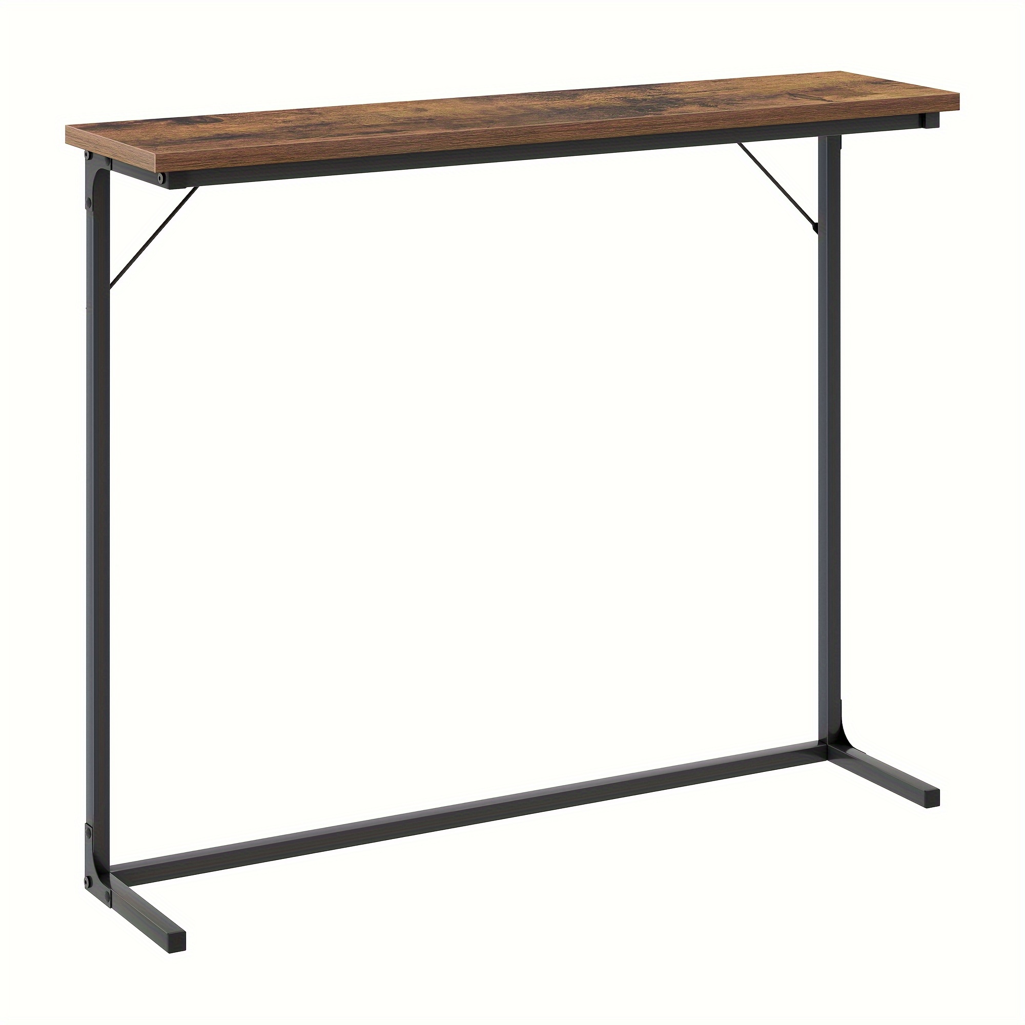 TEMU Mesa de Consola, Mesa de Sofá Estrecha, Mesa de Entrada, Mesa de , Industrial, Fácil Montaje, para , Entrada, 100 X 24 X 80cm, Marrón y Negro