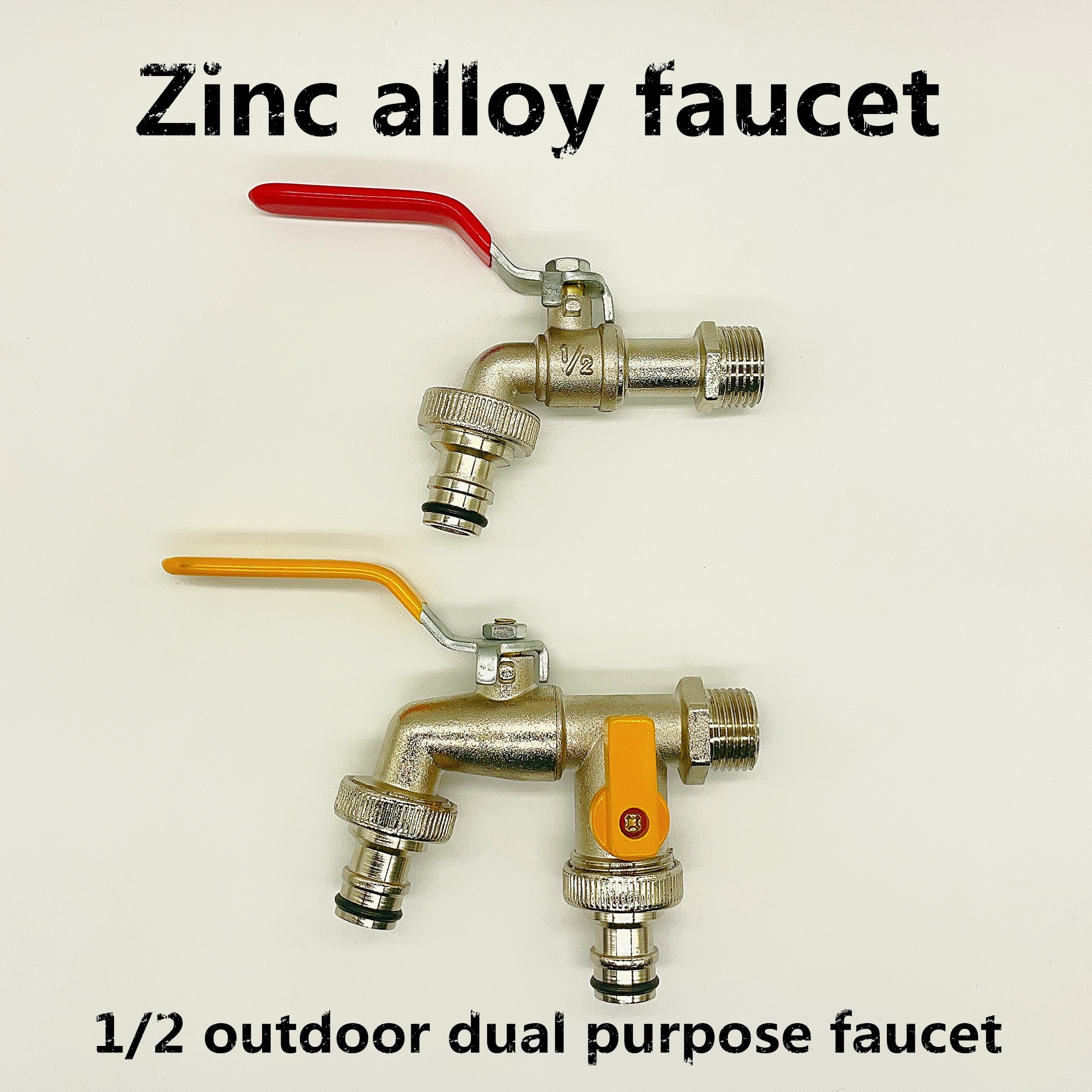 

1pc Dual-outlet Outdoor Faucet - Anti-freeze, Zinc Alloy With Polished Finish For Garden & Yard Connections