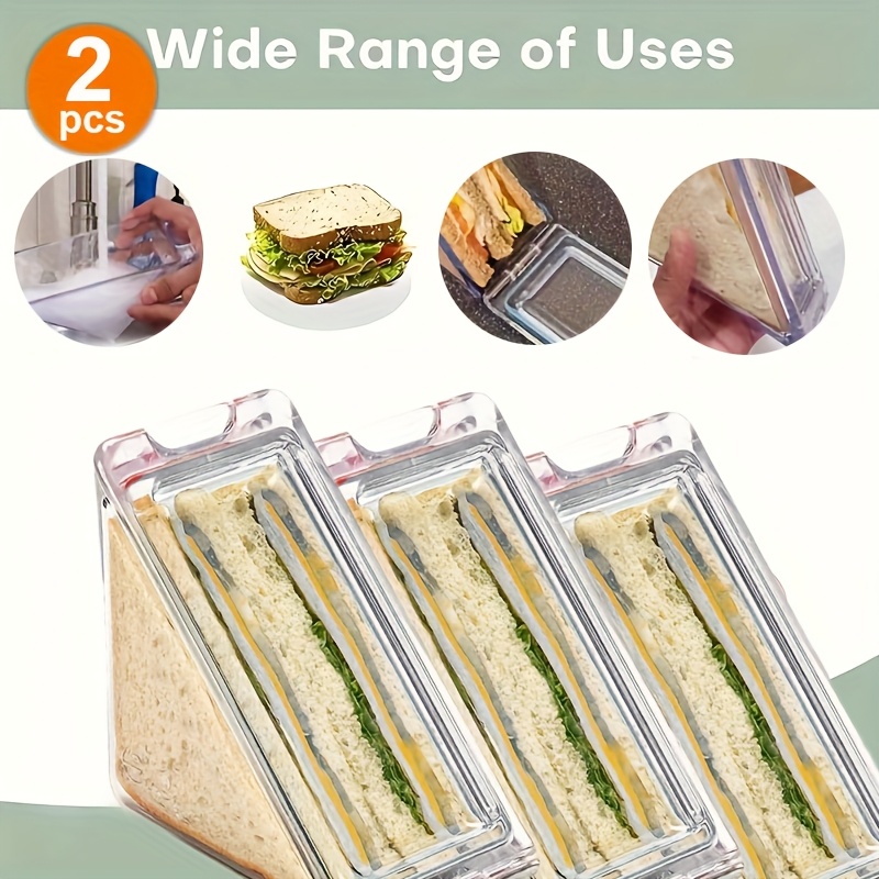 

2-pack Sandwich Containers, Transparent Plastic, Reusable , Multipurpose Rectangular Food Storage Boxes For Picnics, Office Meals, Thanksgiving, Christmas