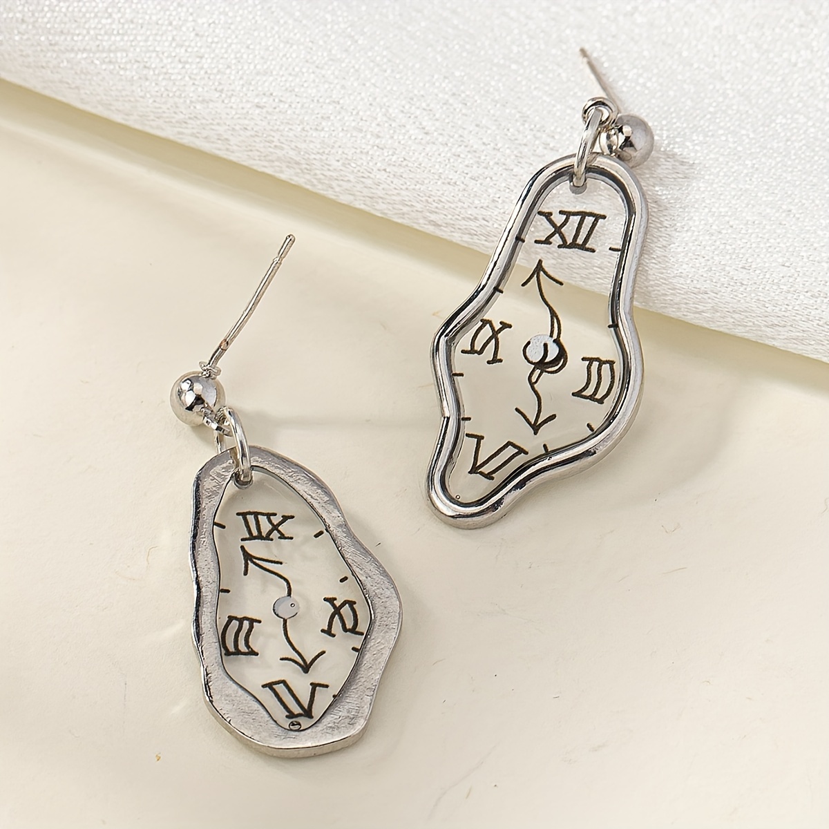 Unique Vintage Asymmetrical Clock Earrings