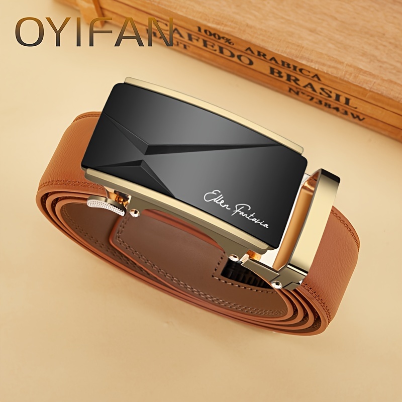 Image of Oyifan Business Men' Second-layer Cowhide Belt, Versatile, Stylish Automatic Leather Belt For Casual And Business Men, Trendy Father's Day Gift