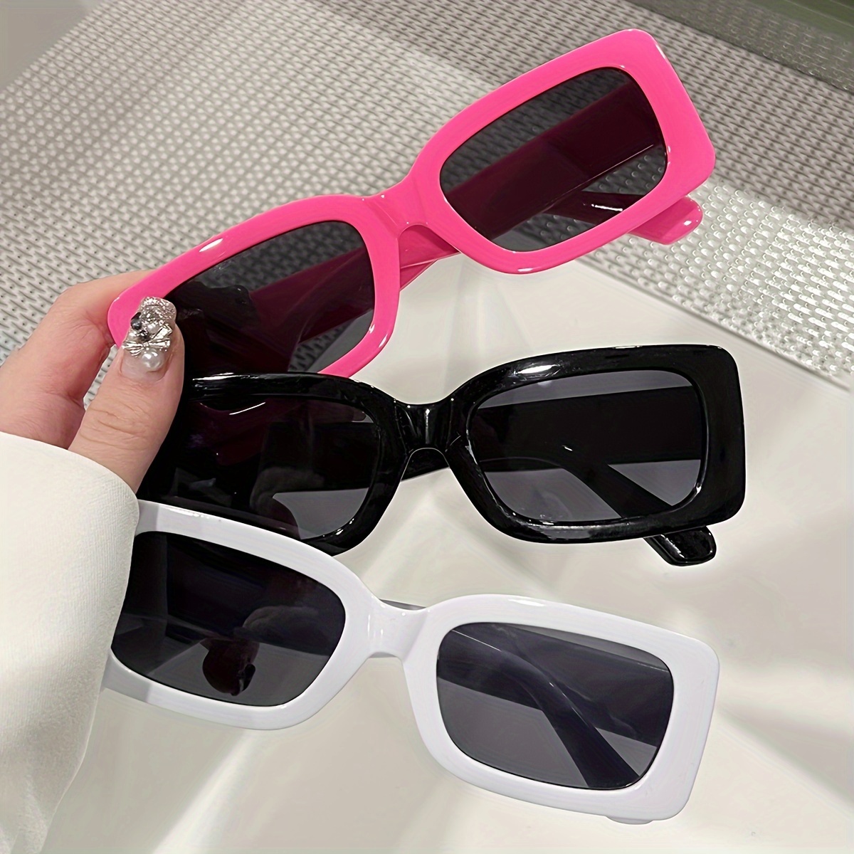 

3pcs Large Square Fashion Glasses For Women Men Anti Glare Sun Shades Glasses For Driving Beach Travel