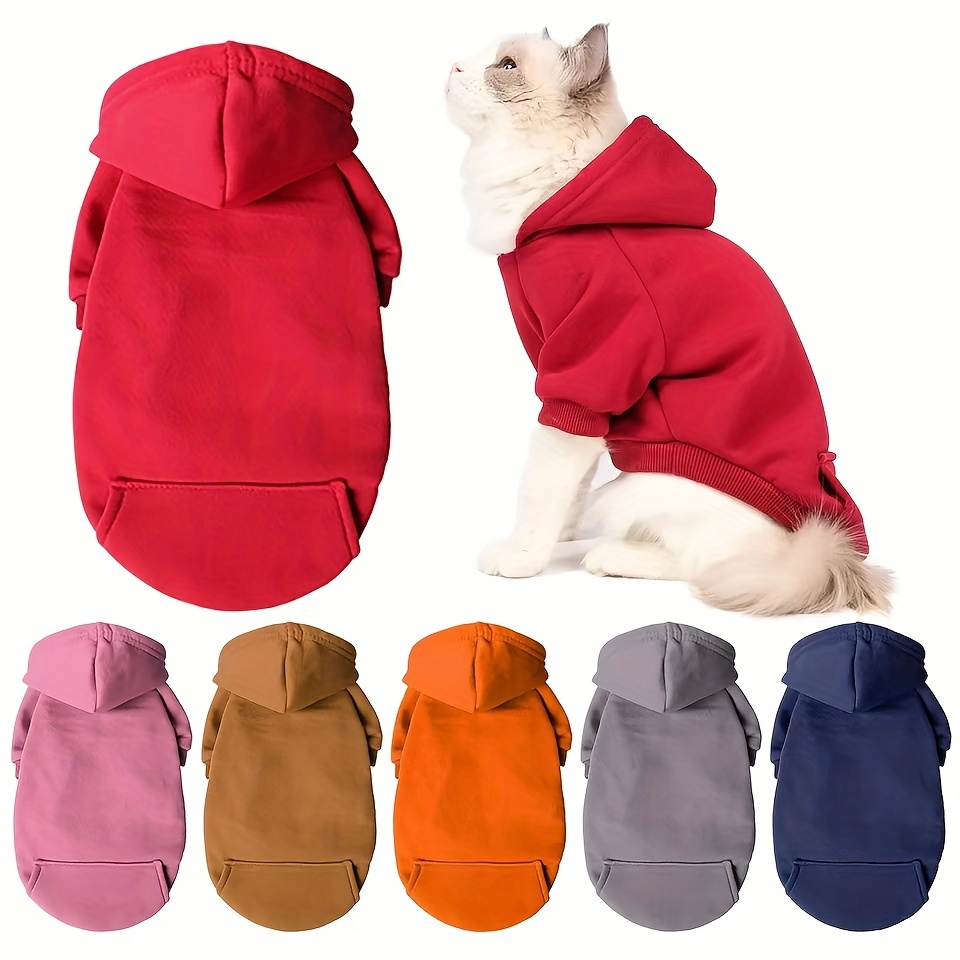 Cozy Dog & Cat Hooded Sweatshirts - Stylish Pullover Jackets for Small to Medium Pets, Polyester, All-Season Winter Wear, Available in Red, Pink, Brown, Orange, Gray, and Navy Blue, Pet Winter Clothing | Stylish Pet Apparel | Durable Pet Gear