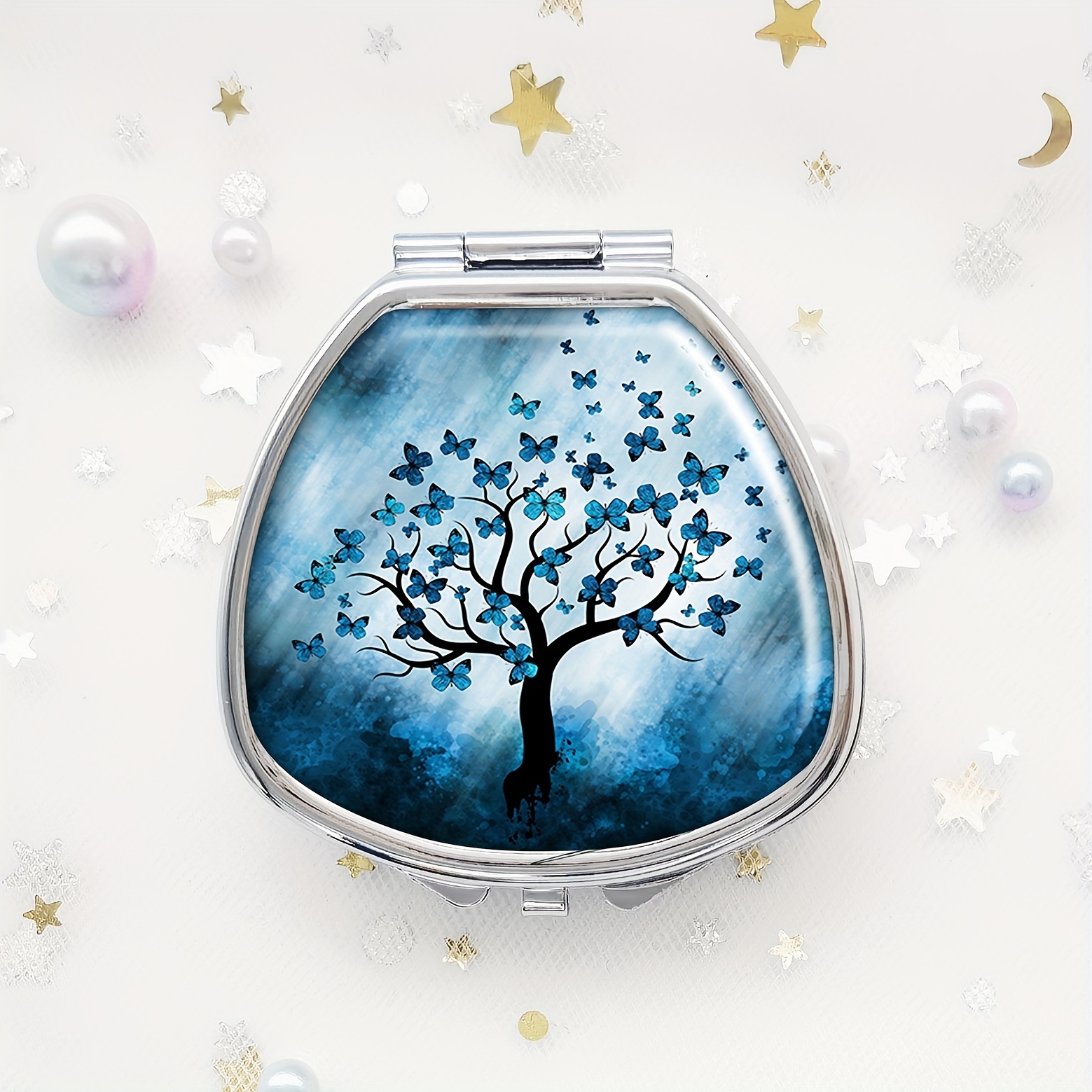 Butterfly Tree Blue Marble Pill Box Decorative Pill Case - Temu Denmark