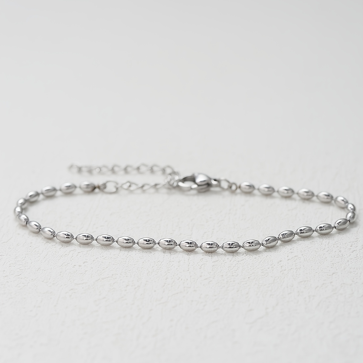 TEMU 1pc Stainless Steel Bracelet For Women Bead Golden Bracelet Dainty Adjustable Chain Bracelet Oval Bead Chain For Women Gifts