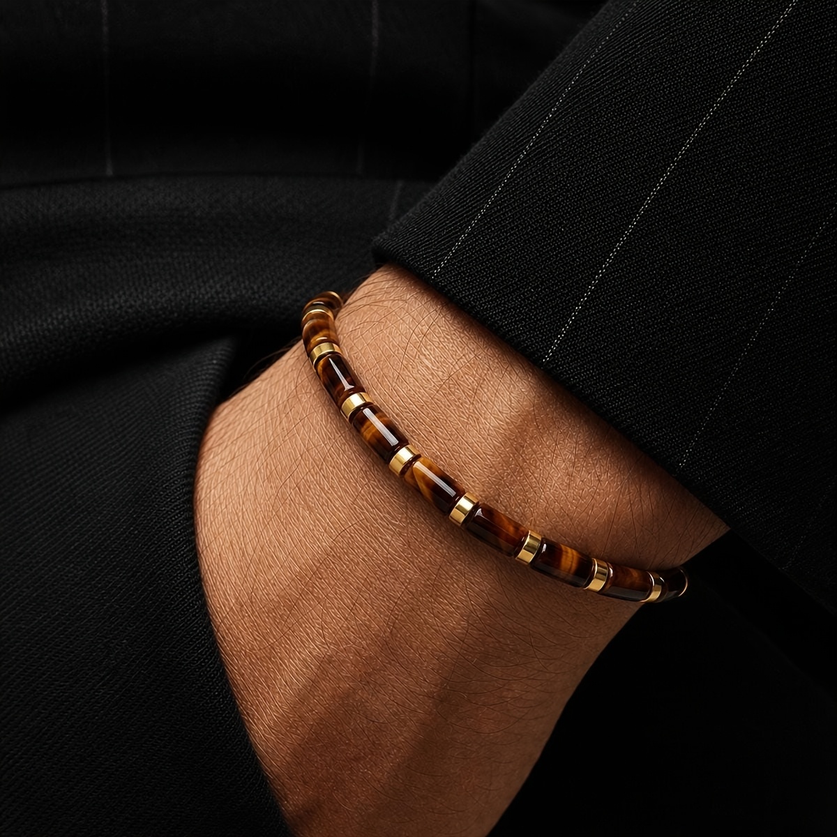 Tiger Eye Bead Bracelet Symbolizing Wealth and Prosperity