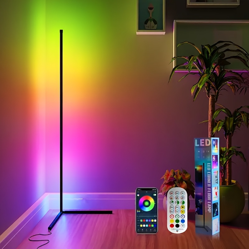 TEMU 1/2pcs Rgbic Led Corner Floor Lamp, High Brightness Mood Lighting With App & Remote Control, Music Sync, , Timer, Tall Standing Lamp For Living