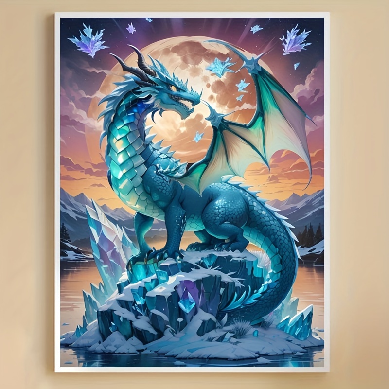 

Leeaor "" 5d Diy Diamond Painting Kit - Round Diamonds, Vibrant Dragon On Scene, High-quality Canvas With Pour Glue, Transparent Film, Home Decor Craft, Large Diamond Painting Kits