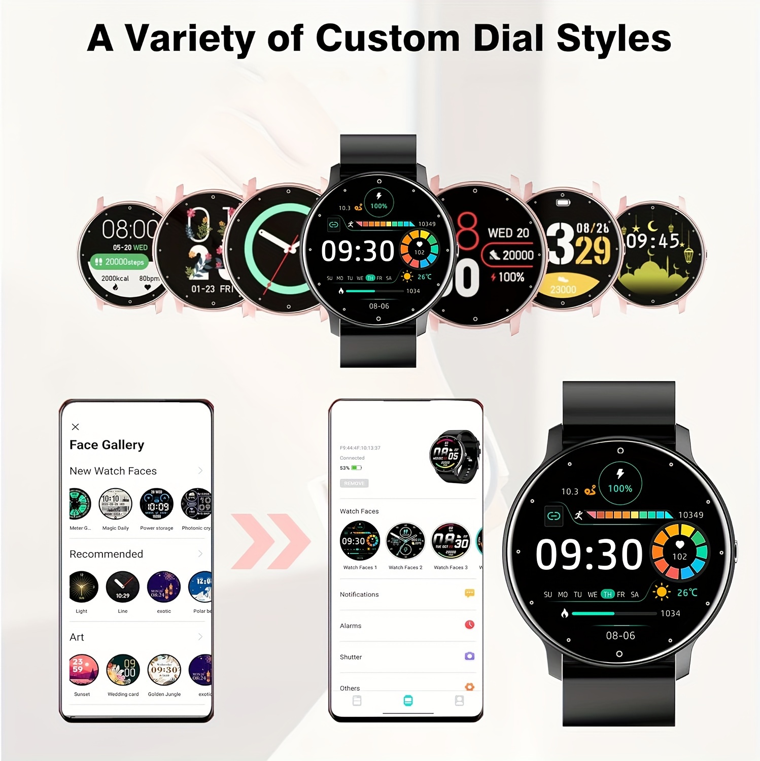   smart watch for men and women 1 28 full     round dial motion   alarm clock weather     message reminder usb charging rechargeable lithium polymer battery silica gel strap wireless party smartwatch details 6