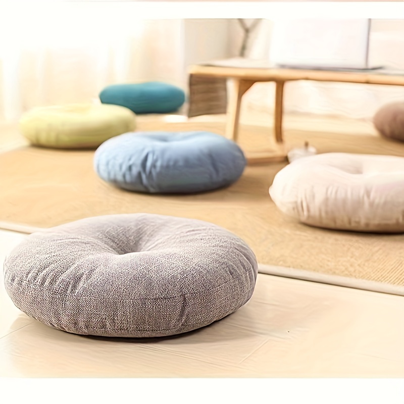 

1pc Pouf Seat Cushion, Thickened Fabric Round Japanese-style Balcony Bay Window Floor Meditation, Removable And Washable, Room Decor, Home Decor, Polyester