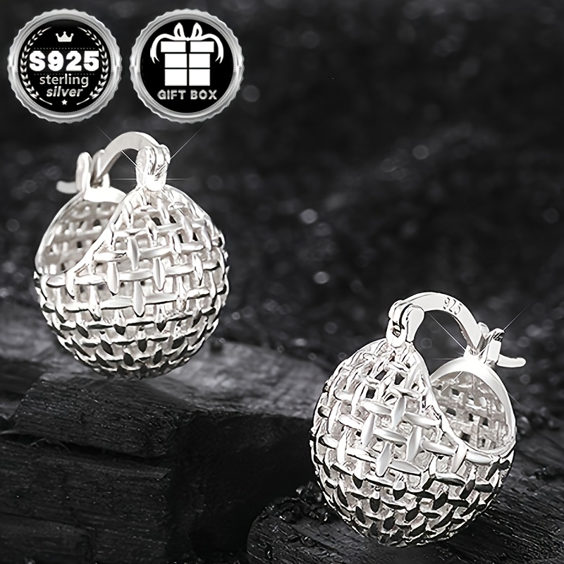 Kuva tulossa: TEMU Vana Sterling Silber Ohrstecker - 925 Silber Webkugel Design, Klassische Mode, Eleganter Charme, Leicht und Hypoallergen für den täglichen Gebrauch, 2er-Set