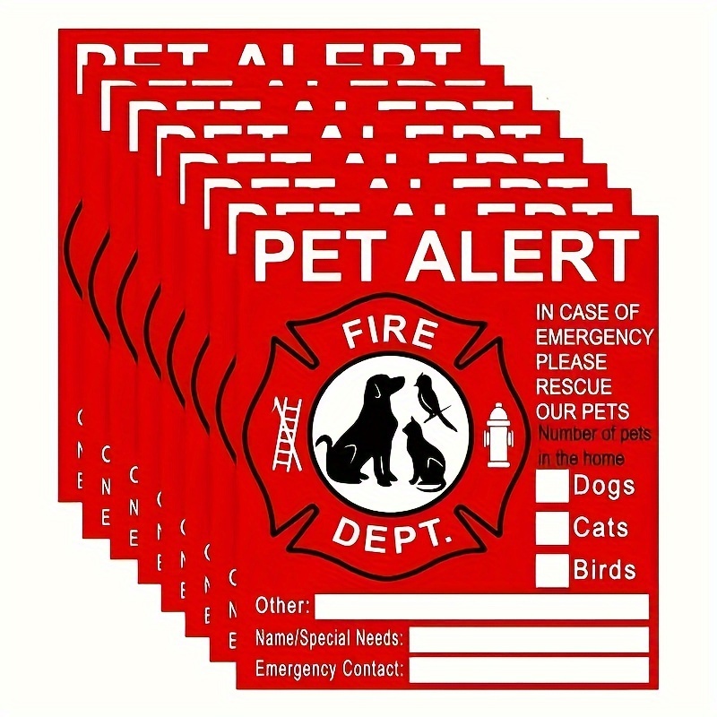 

10 Packs Pet Alert Sticker Safety Fire Rescue Sticker Window And Door Pet Alert Sticker