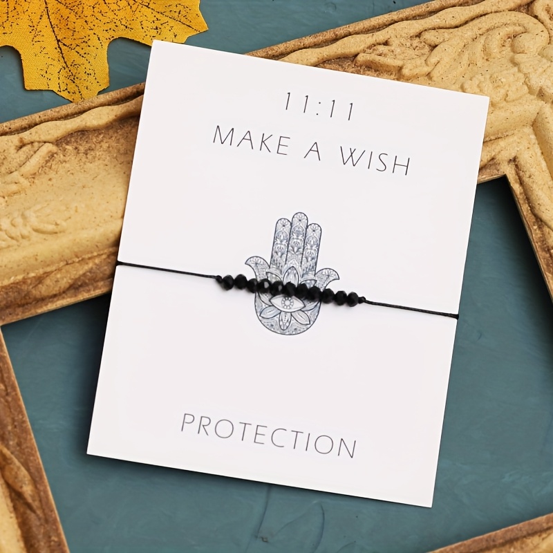 Image of Protection Wish Bracelet Boho Style Black Glass Beaded Bracelet For Men And Women Friendship Bracelet Gifts