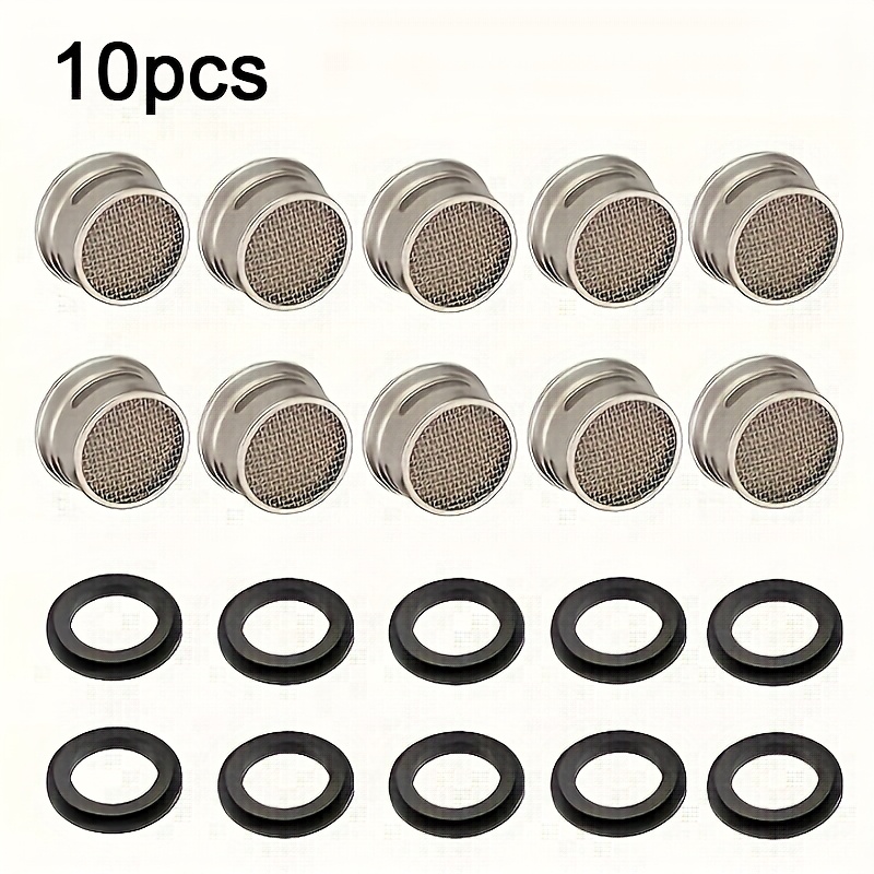 Image of 10pcs Water Aerator, Porcelain Bathroom Bubbler Spout Net, Metal Stainless Steel, For Use, Water Nozzle Accessories, Water Purification Filter For Faucets