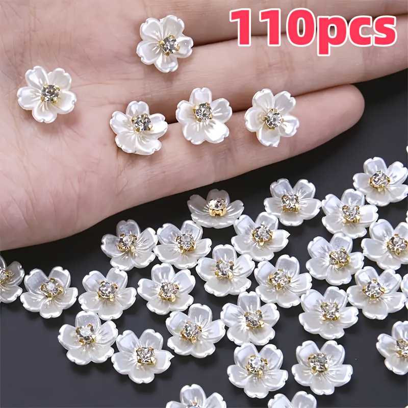 E-shop 50/110 Stück Acryl Blumenförmige Weiße Patch-Dekorperlen, 12 mm Durchmesser – für DIY-Schmuckherstellung Bastelarbeiten, Leichtgewichte &