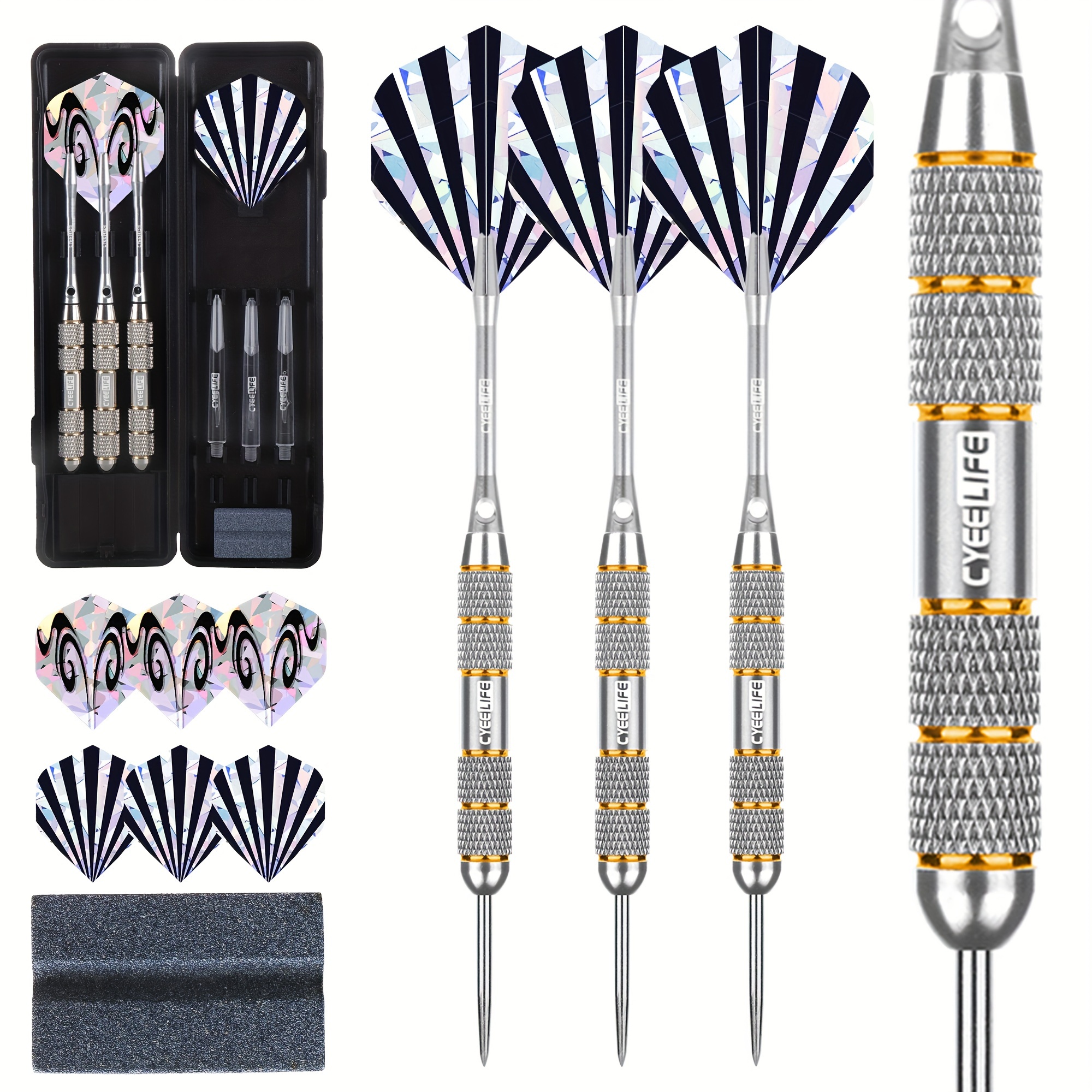 E-shop Cyeelife 24G Stahlspitze Kupfer Dart Set, inklusive Dart Schärfers, geeignet für regelmäßiges Training und Partyspiele