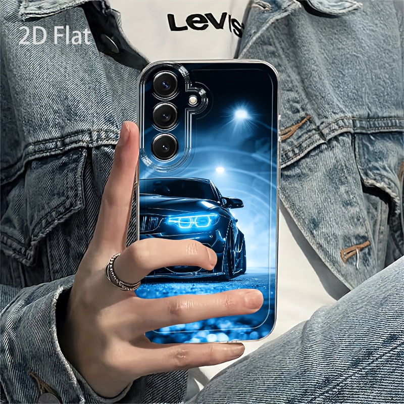 TEMU Phone Case: Blue Car Light Black Sports Car Phone Case Compatible With Galaxy A03s A04 A05s A06 A07 A13 A14 A15 A16 5g A17 A21s A22 A23 A24 A25